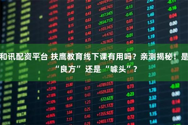 和讯配资平台 扶鹰教育线下课有用吗？亲测揭秘！是 “良方” 还是 “噱头”？