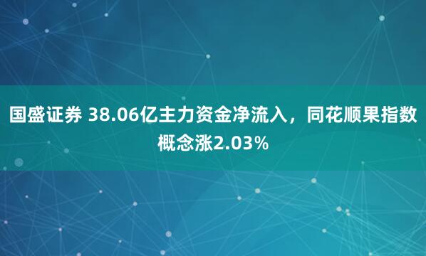 国盛证券 38.06亿主力资金净流入，同花顺果指数概念涨2.03%